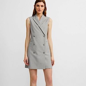 Theory Double-Breasted Blazer sleeveless Dress in Grey